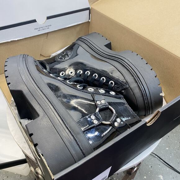 Converse Lugged Heel Platform Sneakers Women's 10 Black Patent Leather NIB - Picture 12 of 16